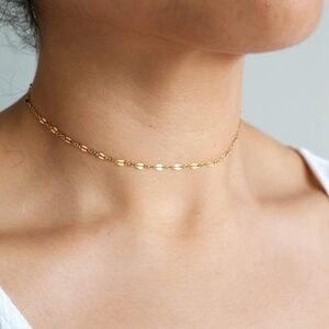 Gold 14k Gold Plated Lace Choker Necklace